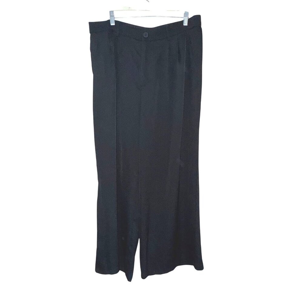 PrettyGarden Chic Black Wide-Leg Pants XXL Elastic Waist Women's Casual Flowy - Picture 2 of 7
